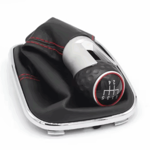 Pomo sport caja quinta con base plateada, detalle en rojo